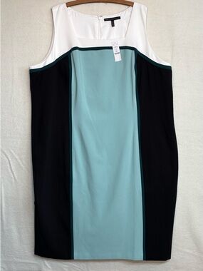 WHBM Color-block Sheath Midi Sleeveless Dress Black w Aquifer